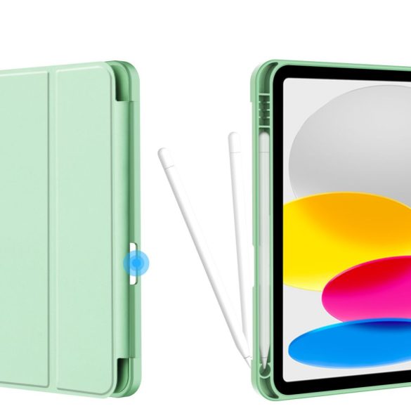 Tech-Protect Smartcase Pen iPad 10.9", 10. gen. (2022) oldalra nyíló okos tok, érintőceruza tartóval, világoszöld