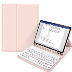  Tech-Protect Smartcase Pen iPad 10.9", 10. gen.(2022) oldalra nyíló okos tok, érintőceruza tartóval, billentyűzettel, rózsaszín