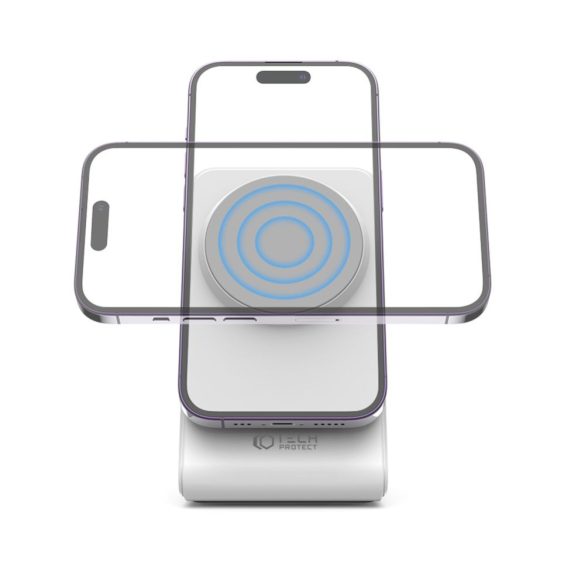 Tech-Protect Qi15W-A23 Magnetic Magsafe Wireless Charger Magsafe kompatibilis vezeték nélküli asztali töltő, gyorstöltő, 15W, fehér
