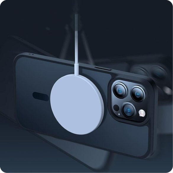 Tech-Protect Magmat Magsafe iPhone 15 Pro Max magsafe kompatibilis ütésálló hátlap, tok, fekete-átlátszó