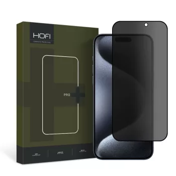   HOFI ANTI SPY GLASS PRO+ iPhone 15 PRO PRIVACY, betekintés védett üvegfólia, fekete