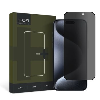   HOFI ANTI SPY GLASS PRO+ iPhone 15 PRO MAX PRIVACY, betekintés védett üvegfólia, fekete