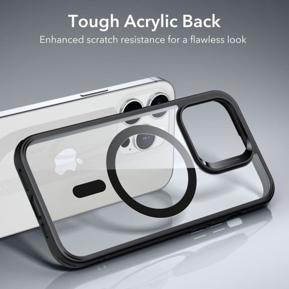ESR CH Halolock Magsafe iPhone 14 Pro hátlap, tok, átlátszó-fekete