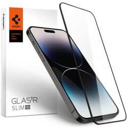   Spigen Glass Fc iPhone 14 Pro kijelzővédő edzett üvegfólia (tempered glass) 9H keménységű, fekete