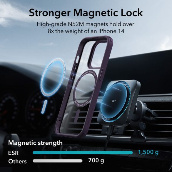 ESR CH Halolock Magsafe iPhone 14 Pro Max hátlap, tok, átlátszó-lila