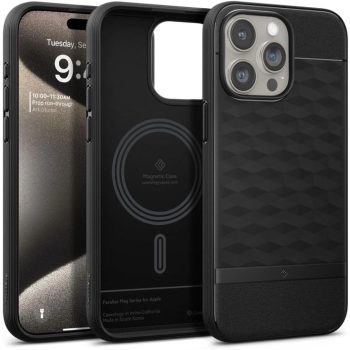   Spigen Caseology Parallax iPhone 15 Pro Max MagSafe szilikon hátlap, tok, fekete