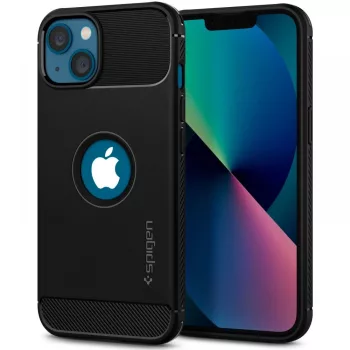 SPIGEN Rugged Armor tok iPhone 13 6.1", matt, fekete