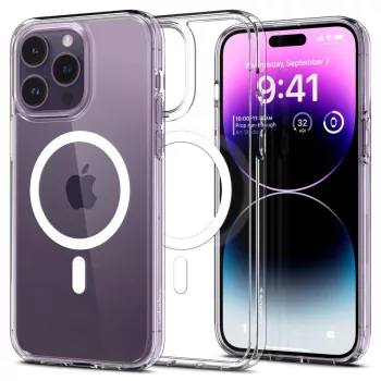   Spigen Ultra Hybrid MAG iPhone 14 Pro Max 6.7" Magsafe tok, fehér, átlátszó