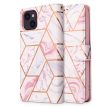 Tech-Protect Wallet Marble iPhone 13 Mini oldalra nyíló hátlap, tok, mintás rózsaszín