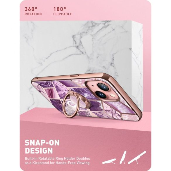 Supcase Cosmo iPhone 13 hátlap, tok, márvány mintás, lila