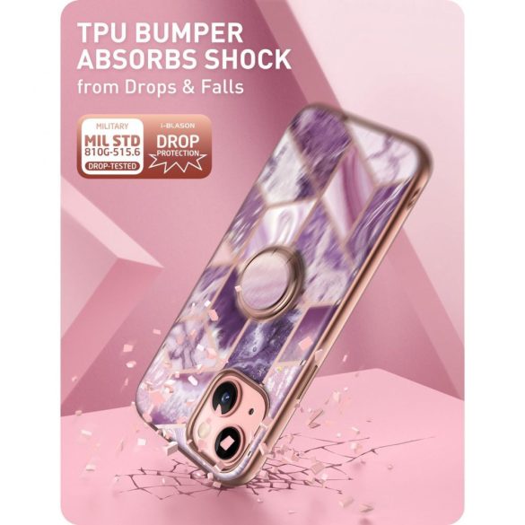 Supcase Cosmo iPhone 13 hátlap, tok, márvány mintás, lila