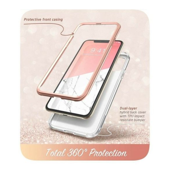 Supcase Cosmo iPhone 11 Pro hátlap, tok, márvány mintás, rózsaszín
