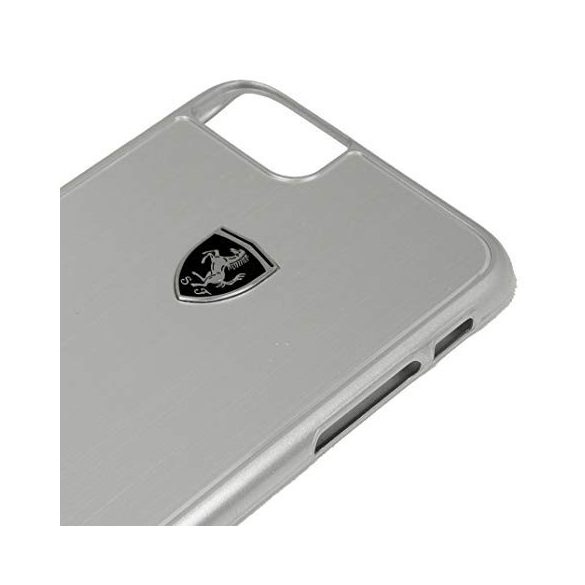 Ferrari iPhone 6/7/8 Heritage Aluminium Hard (FEHALHCP7SI) hátlap, tok, fekete logóval, ezüst