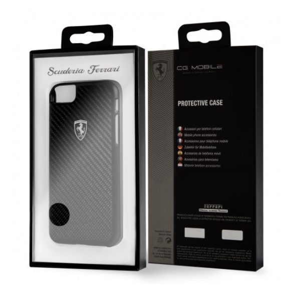 Ferrari Heritage iPhone 8 Carbon Fiber Hard (FEHCAHCI8BK) hátlap, tok, fekete