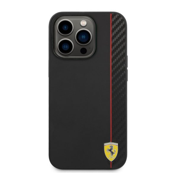 Ferrari iPhone 14 Pro Carbon (FEHCP14LAXBK) hátlap, tok, fekete