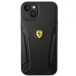 Ferrari FEHCP14MRBUK Leather Stamp Sides Apple iPhone 14 Plus bőr hátlap tok, fekete