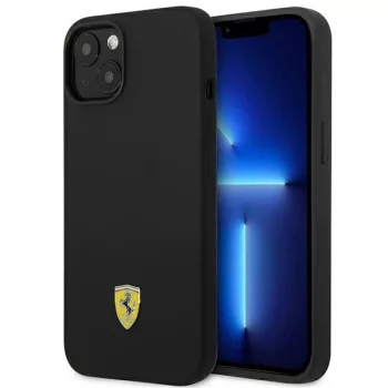   Ferrari FEHCP14MSIBBK Silicone Metal Apple iPhone 14 Plus hátlap tok, fekete