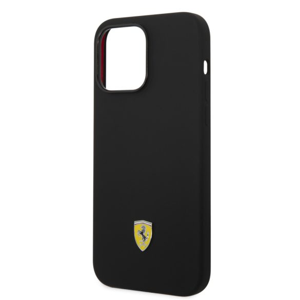 Ferrari iPhone 14 Pro Max Silicone Metal Logo (FEHCP14XSIBBK) hátlap, tok, fekete