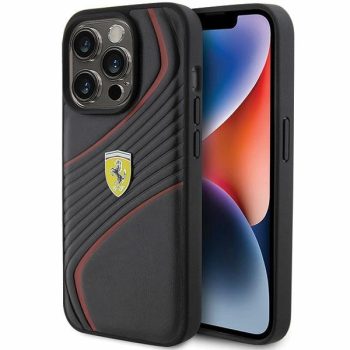   Ferrari FEHCP15LPTWK Twist Metal Logo iPhone 15 Pro 6.1", hátlap, tok, fekete