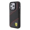 Ferrari FEHCP15LPWAK Perforated Waves Metal Logo iPhone 15 Pro 6.1", hátlap, tok, fekete
