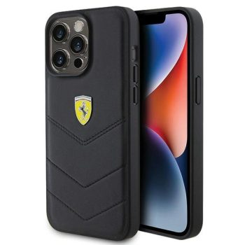   Ferrari FEHCP15XRDUK Quilted Metal Logo iPhone 15 Pro Max 6.7", hátlap, tok, fekete
