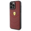 Ferrari FEHCP15XRDUR Leather Stitched Lines iPhone 15 Pro Max 6.7" hátlap, tok, piros