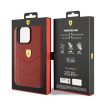 Ferrari FEHCP15XRDUR Leather Stitched Lines iPhone 15 Pro Max 6.7" hátlap, tok, piros