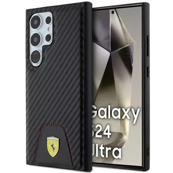   Ferrari FEHCS24LN3PUK Carbon Stitched Bottom Samsung Galaxy S24 Ultra , hátlap, tok, fekete