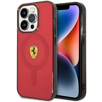   Ferrari FEHMP14LURKR Translucent Magsafe iPhone 14 Pro 6,1" hátlap, tok, piros