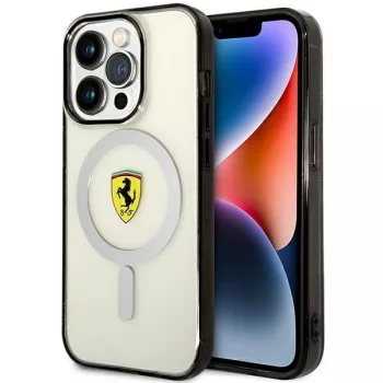   Ferrari FEHMP14LURKT Outline Magsafe iPhone 14 Pro 6,1" hátlap, tok, átlátszó-fekete