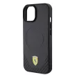 Ferrari iPhone 15 Carbon Metal Logo MagSafe (FEHMP15SPTEK) MagSafe hátlap, tok, fekete