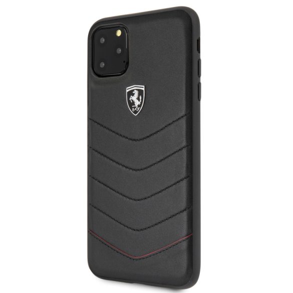 Ferrari iPhone 11 Pro Max Heritage Genuine Leather Quilted eredeti bőr (FEHQUHCN65BK) hátlap, tok, fekete
