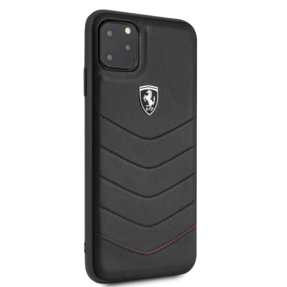 Ferrari iPhone 11 Pro Max Heritage Genuine Leather Quilted eredeti bőr (FEHQUHCN65BK) hátlap, tok, fekete