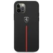 Ferrari FEOMSHCP12LBK Off Track Leather Nylon Stripe iPhone 12 Pro Max, hátlap, tok, fekete