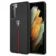 Ferrari FEOSIHCS21MBK Off Track Leather Nylon Stripe Samsung Galaxy S21+ G996, hátlap, tok, fekete
