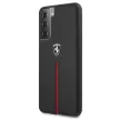 Ferrari FEOSIHCS21MBK Off Track Leather Nylon Stripe Samsung Galaxy S21+ G996, hátlap, tok, fekete