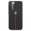 Ferrari FEOSIHCS21MBK Off Track Leather Nylon Stripe Samsung Galaxy S21+ G996, hátlap, tok, fekete