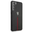 Ferrari FEOSIHCS21MBK Off Track Leather Nylon Stripe Samsung Galaxy S21+ G996, hátlap, tok, fekete
