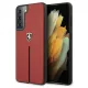 Ferrari FEOSIHCS21MRE Off Track Leather Nylon Stripe Samsung Galaxy S21+ G996, hátlap, tok, piros