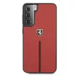 Ferrari FEOSIHCS21MRE Off Track Leather Nylon Stripe Samsung Galaxy S21+ G996, hátlap, tok, piros