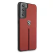 Ferrari FEOSIHCS21MRE Off Track Leather Nylon Stripe Samsung Galaxy S21+ G996, hátlap, tok, piros