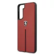 Ferrari FEOSIHCS21MRE Off Track Leather Nylon Stripe Samsung Galaxy S21+ G996, hátlap, tok, piros