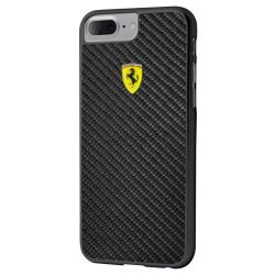   Ferrari iPhone 6 Plus/7 Plus/8 Plus Real Carbon Fiber (FERCAHCP7LBK) hátlap, tok, fekete