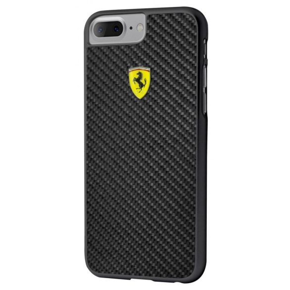 Ferrari iPhone 6 Plus/7 Plus/8 Plus Real Carbon Fiber (FERCAHCP7LBK) hátlap, tok, fekete