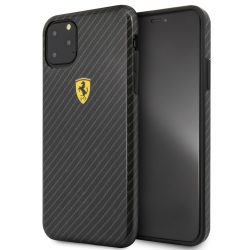   Ferrari iPhone 11 Pro Max On Track Carbon Effect hátlap, tok, fekete