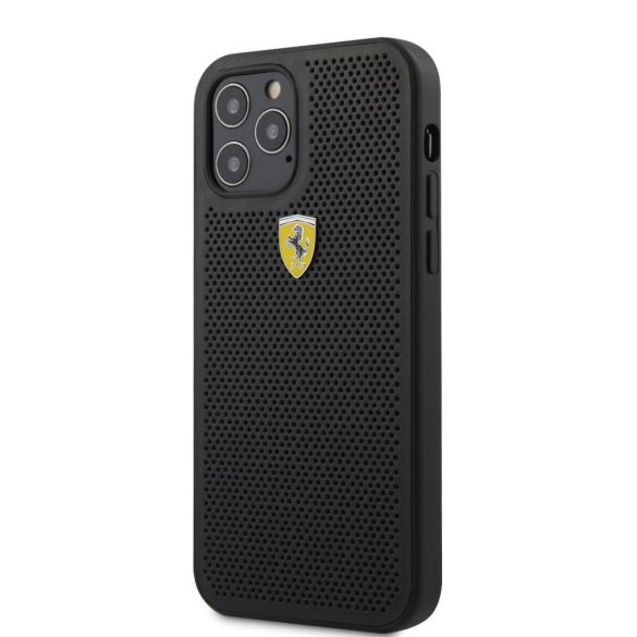Ferrari iPhone 12/12 Pro Off Track Perforated Cover (FESPEHCP12MBK) hátlap, tok, fekete