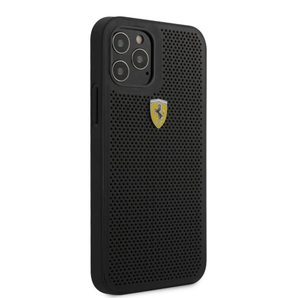 Ferrari iPhone 12/12 Pro Off Track Perforated Cover (FESPEHCP12MBK) hátlap, tok, fekete