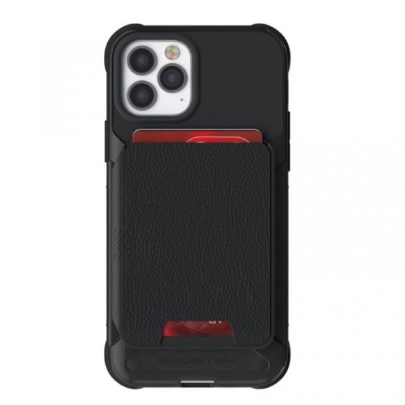 GHOSTEK iPhone 12 Pro Exec 4 Magnetic Wallet ütésálló hátlap tok, kártyatartóval, fekete