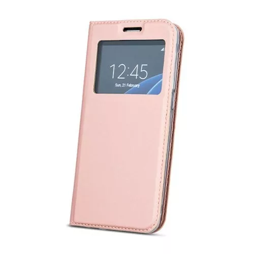 Smart Look Samsung Galaxy A6 Plus (2018) oldalra nyíló tok, rozé arany