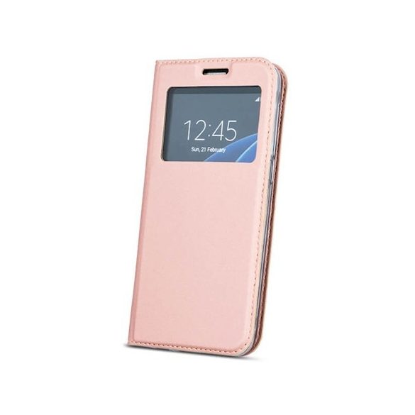Smart Look Samsung Galaxy A6 Plus (2018) oldalra nyíló tok, rozé arany